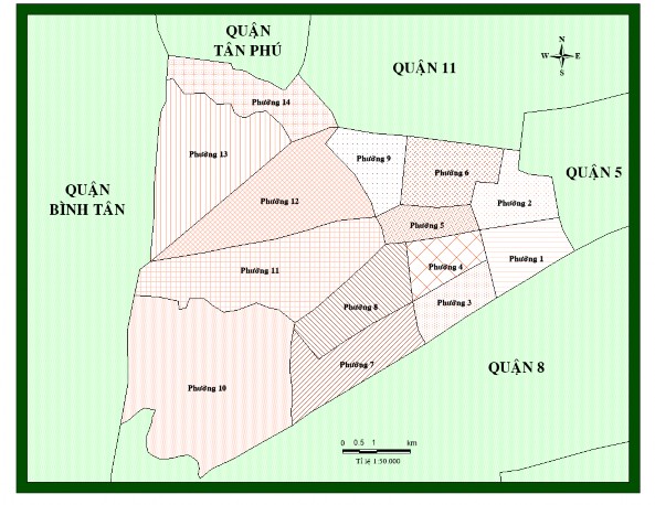 Hình 2 1 Lược đồ phân chia ranh giới hành chính 14 phường Quận 6 Nguồn 1