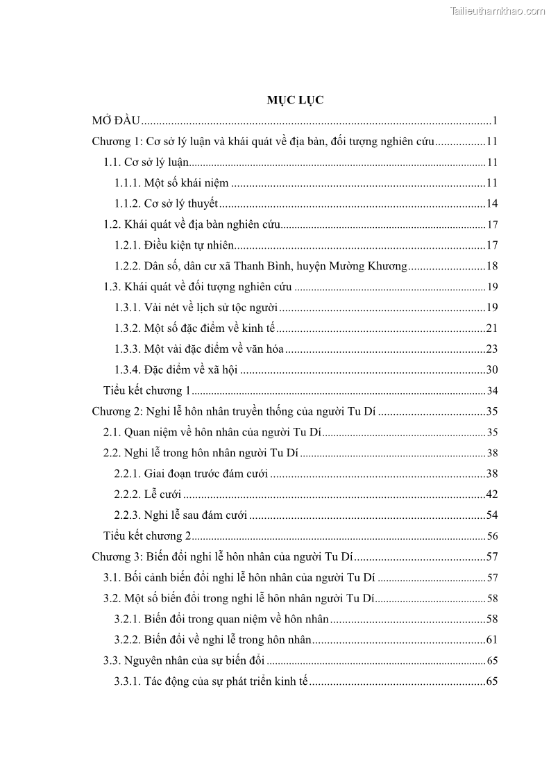Luận văn thạc sĩ dân tộc học Nghi lễ hôn nhân của người Tu Dí ở xã Thanh Bình, huyện Mường Khương, tỉnh Lào Cai - 1 Trang 6