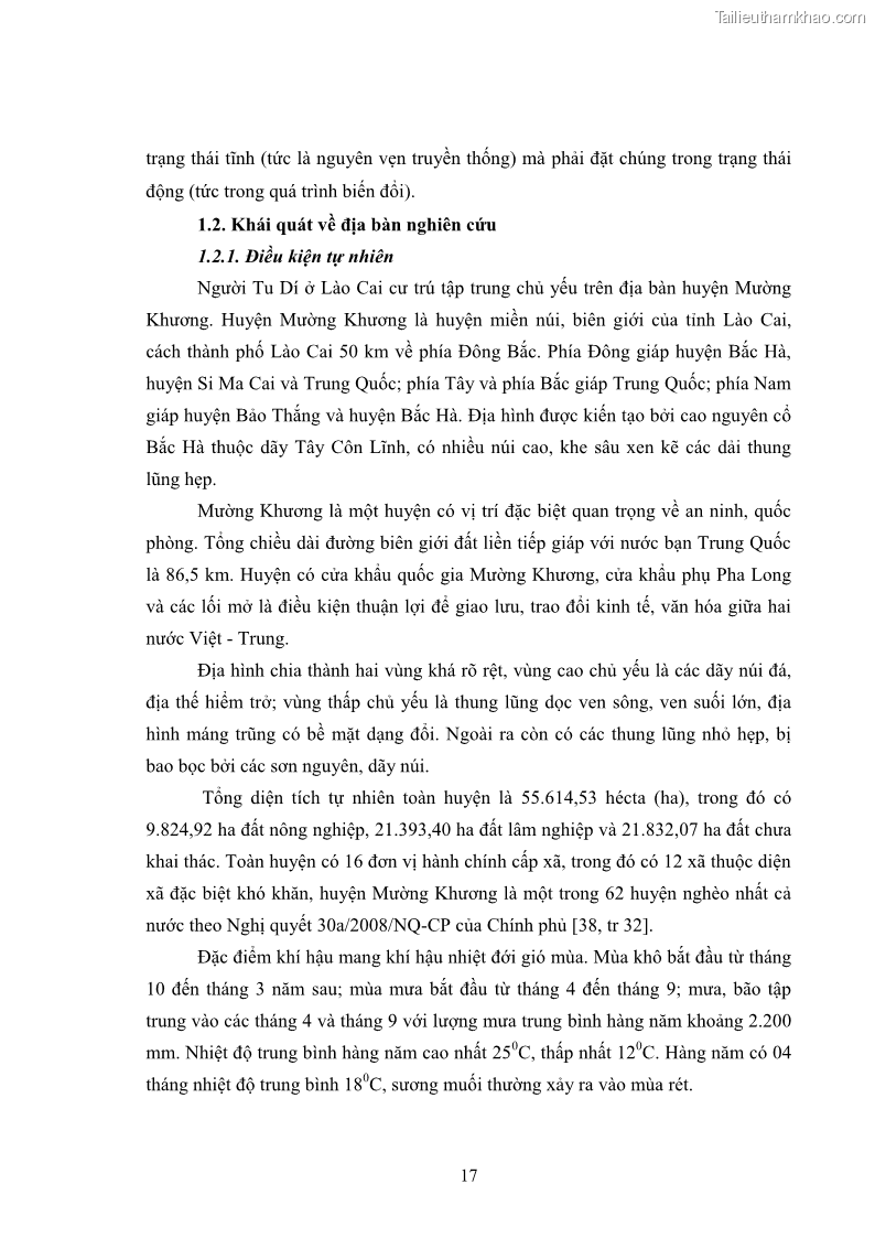 Luận văn thạc sĩ dân tộc học Nghi lễ hôn nhân của người Tu Dí ở xã Thanh Bình, huyện Mường Khương, tỉnh Lào Cai - 2 Trang 24