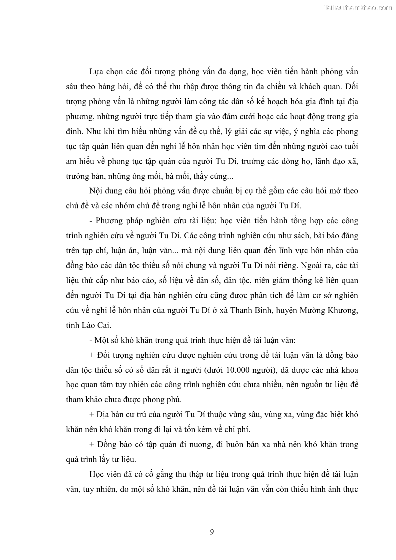 Luận văn thạc sĩ dân tộc học Nghi lễ hôn nhân của người Tu Dí ở xã Thanh Bình, huyện Mường Khương, tỉnh Lào Cai - 2 Trang 16
