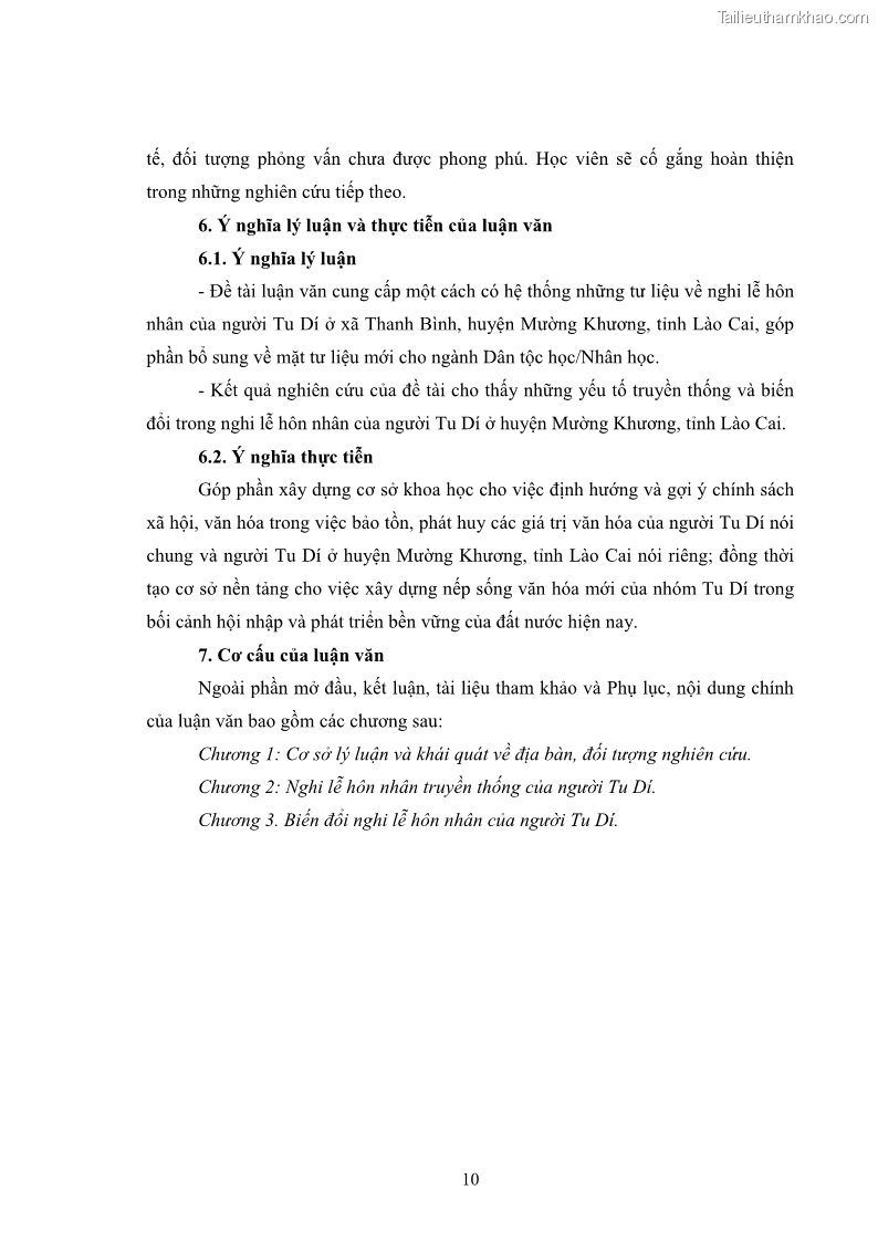 Luận văn thạc sĩ dân tộc học Nghi lễ hôn nhân của người Tu Dí ở xã Thanh Bình, huyện Mường Khương, tỉnh Lào Cai - 2 Trang 17