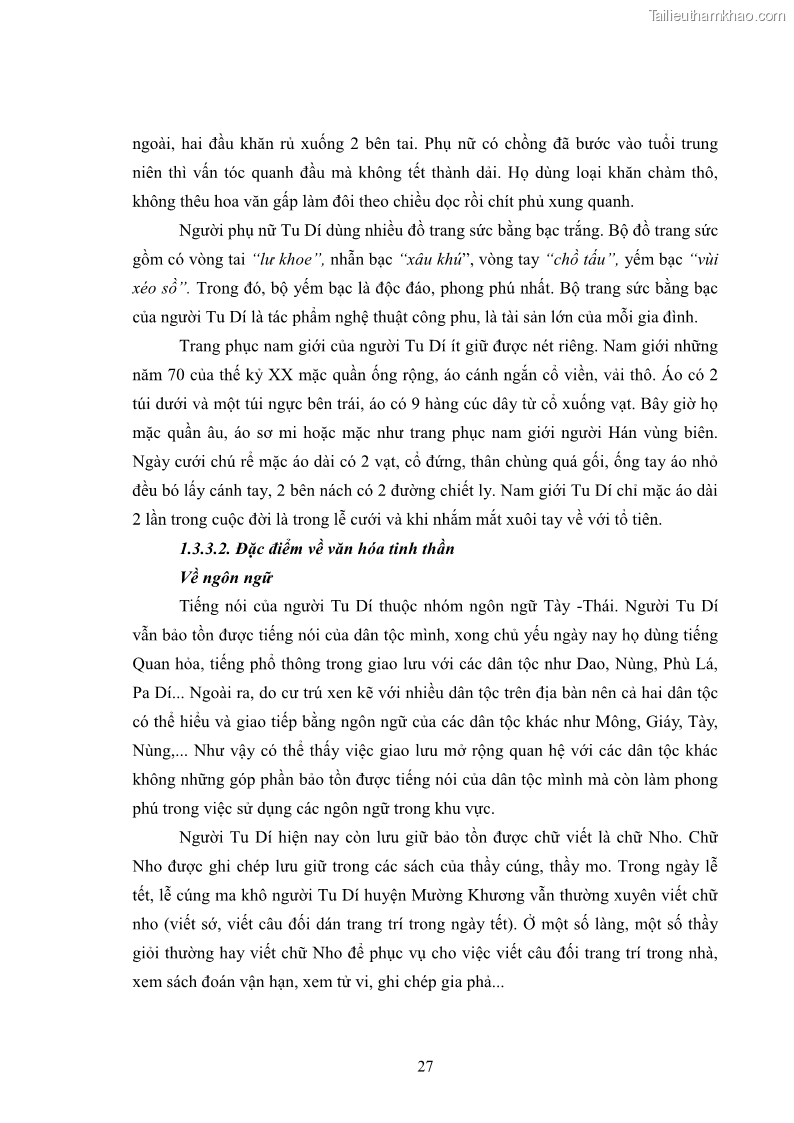 Luận văn thạc sĩ dân tộc học Nghi lễ hôn nhân của người Tu Dí ở xã Thanh Bình, huyện Mường Khương, tỉnh Lào Cai - 3 Trang 34