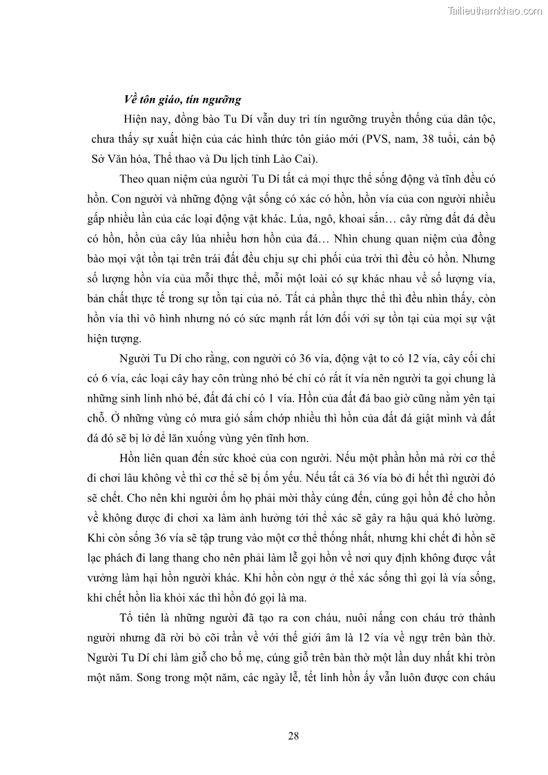 Luận văn thạc sĩ dân tộc học Nghi lễ hôn nhân của người Tu Dí ở xã Thanh Bình, huyện Mường Khương, tỉnh Lào Cai - 3 Trang 35