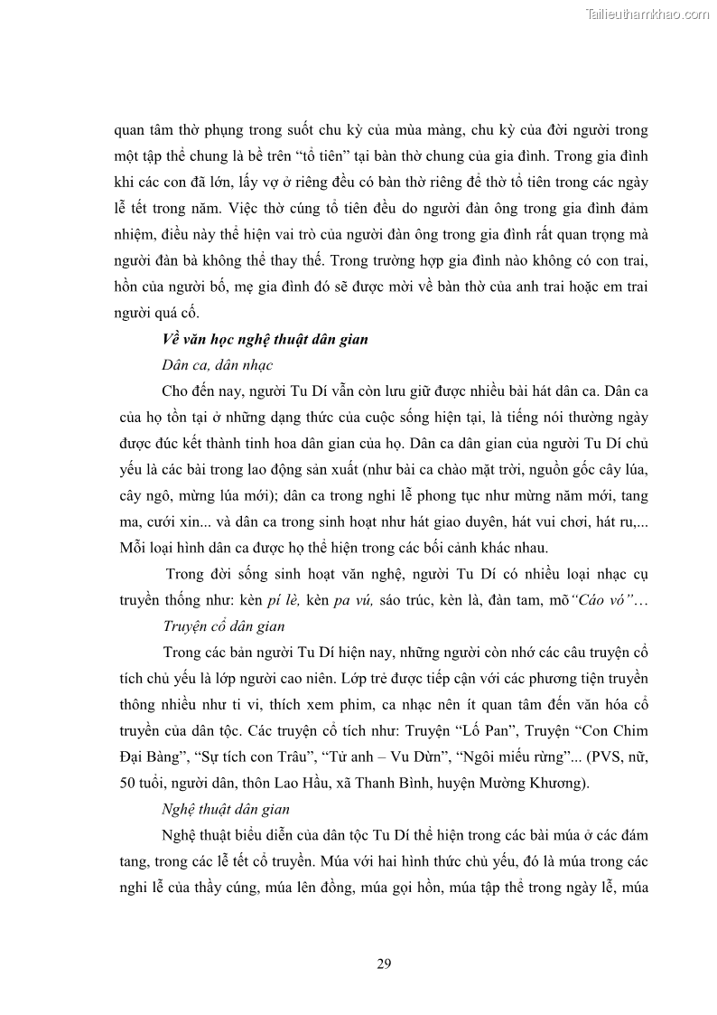 Luận văn thạc sĩ dân tộc học Nghi lễ hôn nhân của người Tu Dí ở xã Thanh Bình, huyện Mường Khương, tỉnh Lào Cai - 3 Trang 36