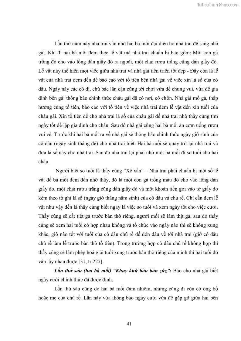Luận văn thạc sĩ dân tộc học Nghi lễ hôn nhân của người Tu Dí ở xã Thanh Bình, huyện Mường Khương, tỉnh Lào Cai - 4 Trang 48