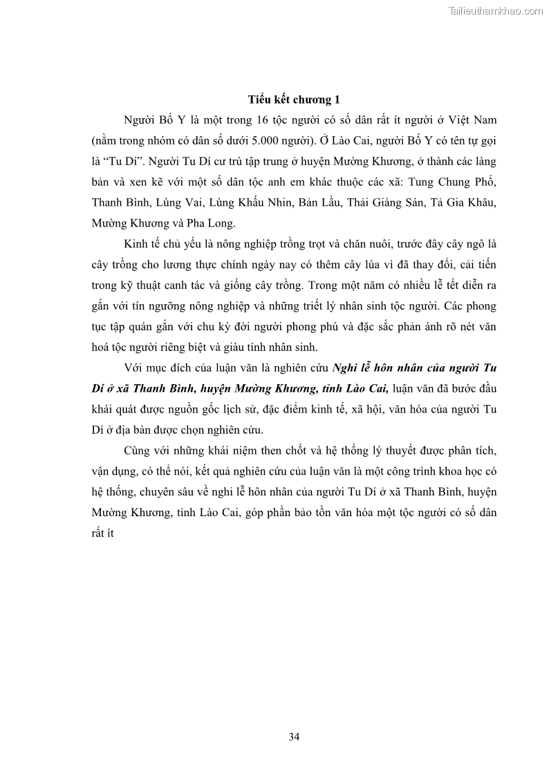 Luận văn thạc sĩ dân tộc học Nghi lễ hôn nhân của người Tu Dí ở xã Thanh Bình, huyện Mường Khương, tỉnh Lào Cai - 4 Trang 41