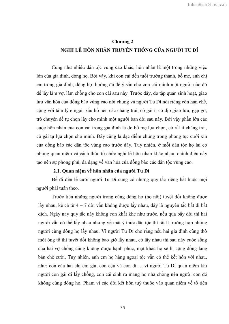 Luận văn thạc sĩ dân tộc học Nghi lễ hôn nhân của người Tu Dí ở xã Thanh Bình, huyện Mường Khương, tỉnh Lào Cai - 4 Trang 42