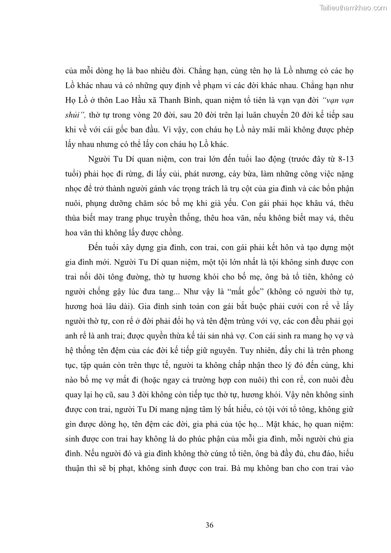 Luận văn thạc sĩ dân tộc học Nghi lễ hôn nhân của người Tu Dí ở xã Thanh Bình, huyện Mường Khương, tỉnh Lào Cai - 4 Trang 43