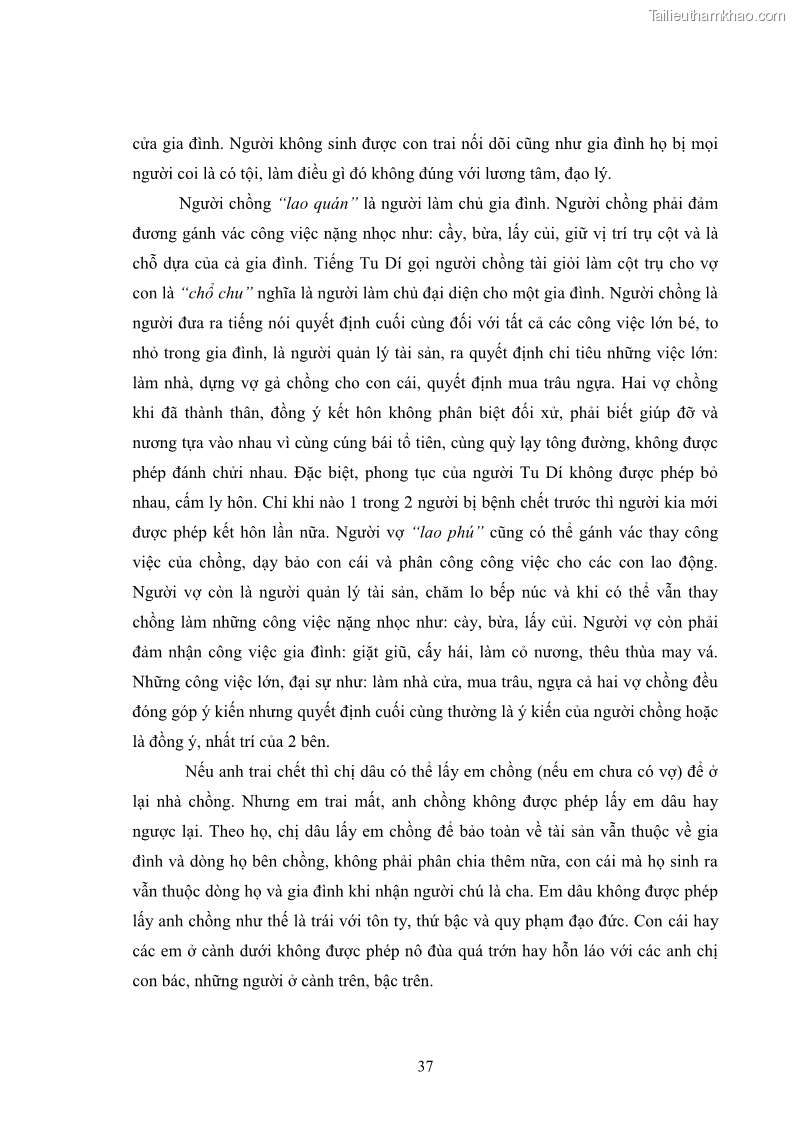 Luận văn thạc sĩ dân tộc học Nghi lễ hôn nhân của người Tu Dí ở xã Thanh Bình, huyện Mường Khương, tỉnh Lào Cai - 4 Trang 44
