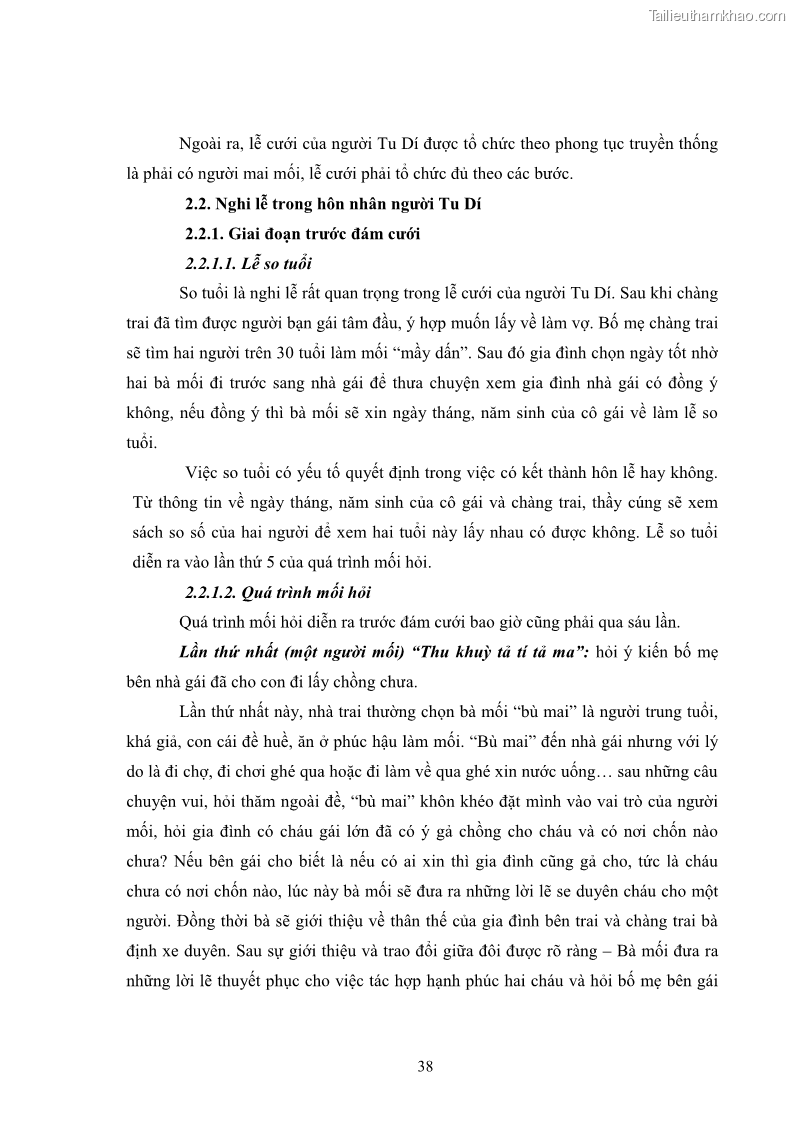Luận văn thạc sĩ dân tộc học Nghi lễ hôn nhân của người Tu Dí ở xã Thanh Bình, huyện Mường Khương, tỉnh Lào Cai - 4 Trang 45
