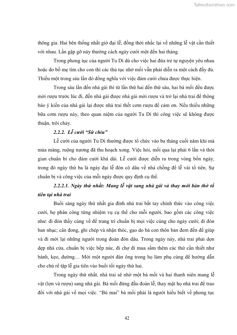 Luận văn thạc sĩ dân tộc học Nghi lễ hôn nhân của người Tu Dí ở xã Thanh Bình, huyện Mường Khương, tỉnh Lào Cai - 5 Trang 49