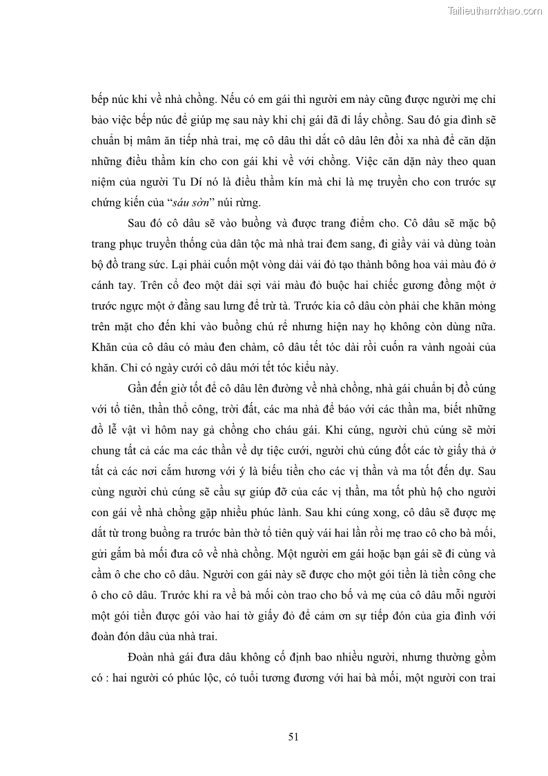 Luận văn thạc sĩ dân tộc học Nghi lễ hôn nhân của người Tu Dí ở xã Thanh Bình, huyện Mường Khương, tỉnh Lào Cai - 5 Trang 58