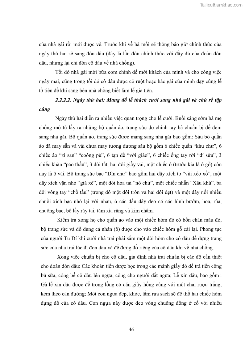 Luận văn thạc sĩ dân tộc học Nghi lễ hôn nhân của người Tu Dí ở xã Thanh Bình, huyện Mường Khương, tỉnh Lào Cai - 5 Trang 53