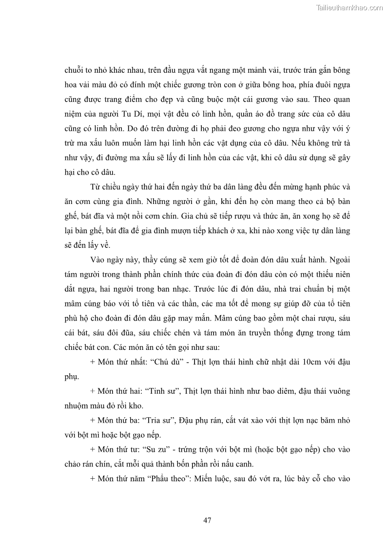 Luận văn thạc sĩ dân tộc học Nghi lễ hôn nhân của người Tu Dí ở xã Thanh Bình, huyện Mường Khương, tỉnh Lào Cai - 5 Trang 54