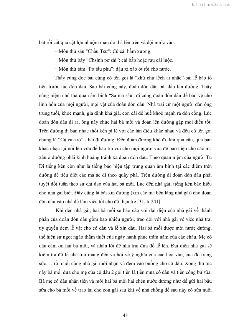 Luận văn thạc sĩ dân tộc học Nghi lễ hôn nhân của người Tu Dí ở xã Thanh Bình, huyện Mường Khương, tỉnh Lào Cai - 5 Trang 55
