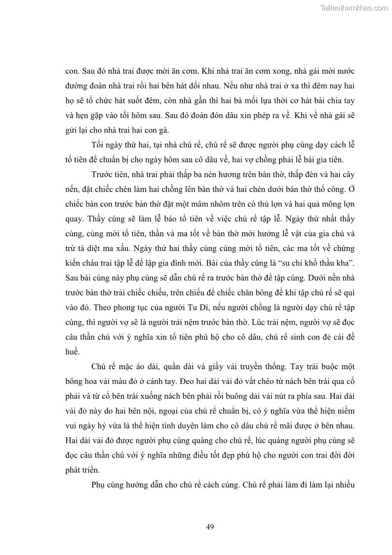 Luận văn thạc sĩ dân tộc học Nghi lễ hôn nhân của người Tu Dí ở xã Thanh Bình, huyện Mường Khương, tỉnh Lào Cai - 5 Trang 56
