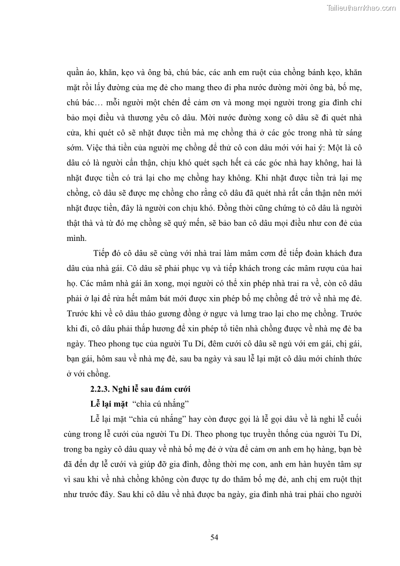 Luận văn thạc sĩ dân tộc học Nghi lễ hôn nhân của người Tu Dí ở xã Thanh Bình, huyện Mường Khương, tỉnh Lào Cai - 6 Trang 61