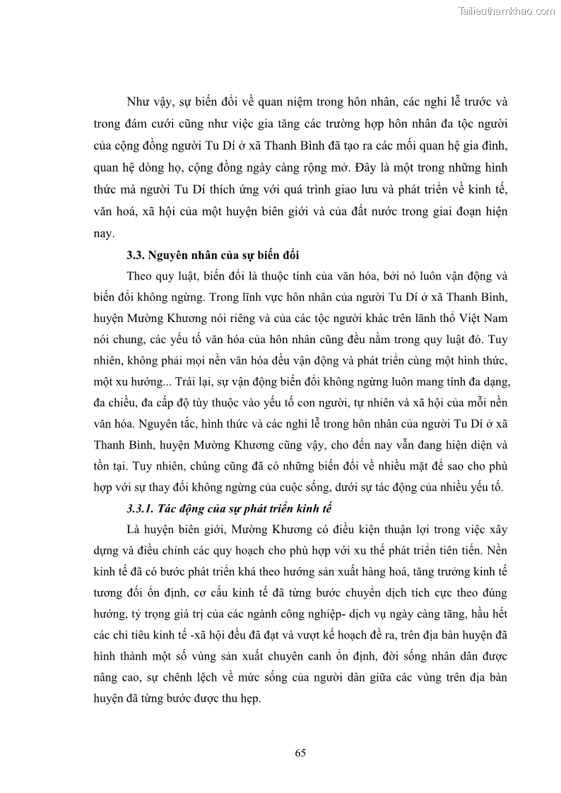 Luận văn thạc sĩ dân tộc học Nghi lễ hôn nhân của người Tu Dí ở xã Thanh Bình, huyện Mường Khương, tỉnh Lào Cai - 6 Trang 72