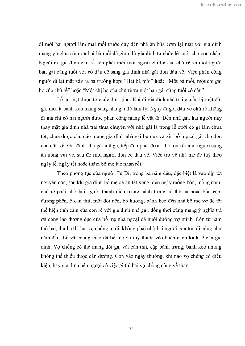 Luận văn thạc sĩ dân tộc học Nghi lễ hôn nhân của người Tu Dí ở xã Thanh Bình, huyện Mường Khương, tỉnh Lào Cai - 6 Trang 62