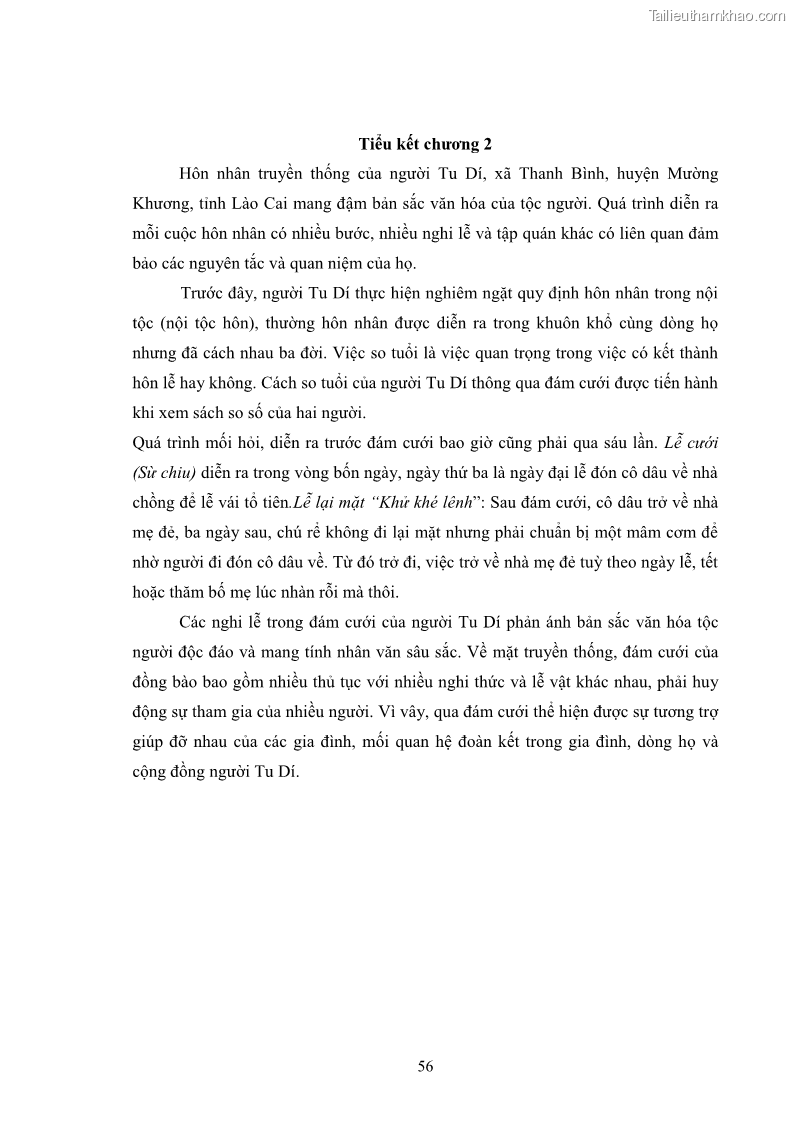 Luận văn thạc sĩ dân tộc học Nghi lễ hôn nhân của người Tu Dí ở xã Thanh Bình, huyện Mường Khương, tỉnh Lào Cai - 6 Trang 63