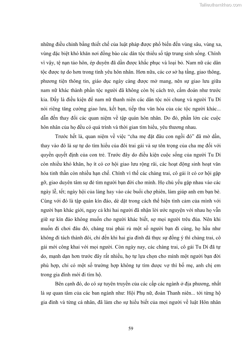 Luận văn thạc sĩ dân tộc học Nghi lễ hôn nhân của người Tu Dí ở xã Thanh Bình, huyện Mường Khương, tỉnh Lào Cai - 6 Trang 66