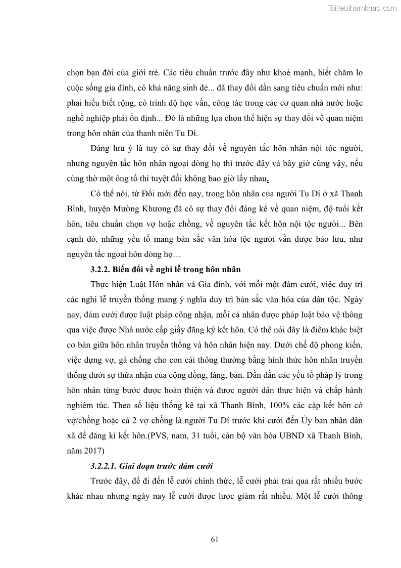 Luận văn thạc sĩ dân tộc học Nghi lễ hôn nhân của người Tu Dí ở xã Thanh Bình, huyện Mường Khương, tỉnh Lào Cai - 6 Trang 68