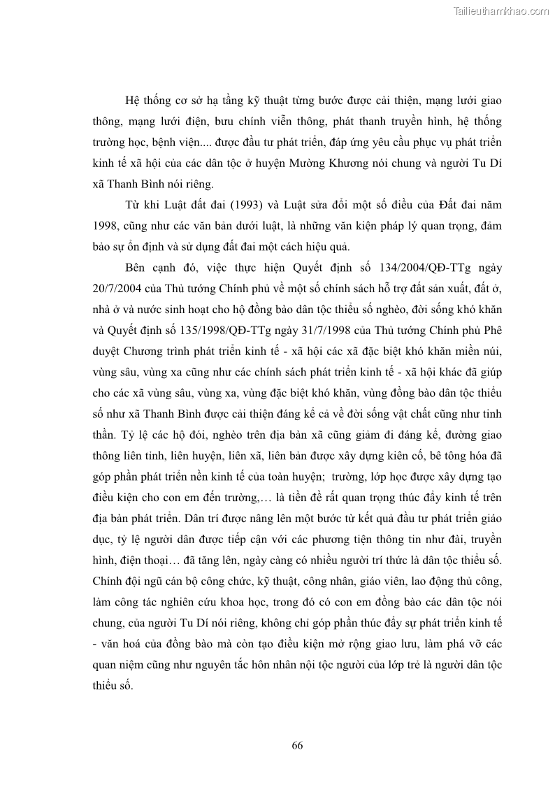 Luận văn thạc sĩ dân tộc học Nghi lễ hôn nhân của người Tu Dí ở xã Thanh Bình, huyện Mường Khương, tỉnh Lào Cai - 7 Trang 73