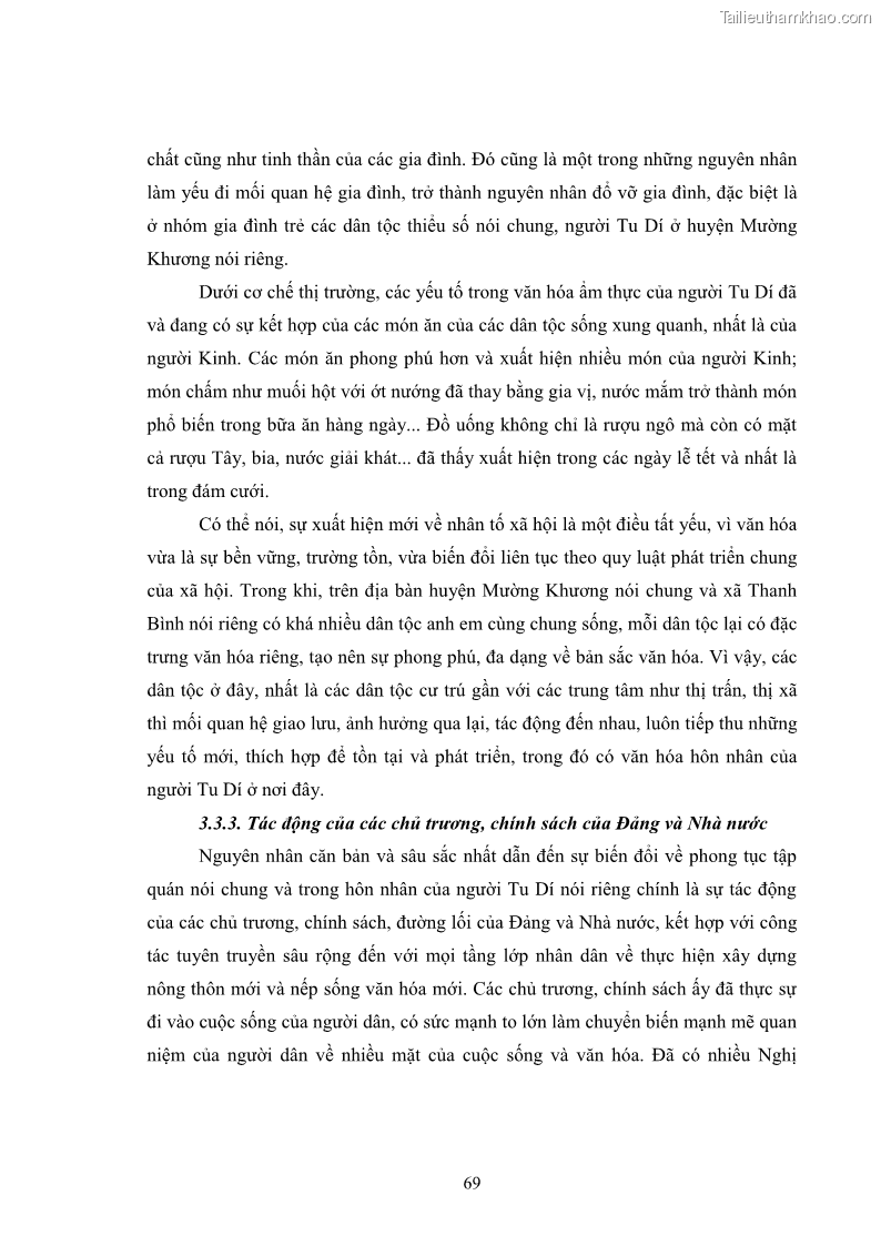 Luận văn thạc sĩ dân tộc học Nghi lễ hôn nhân của người Tu Dí ở xã Thanh Bình, huyện Mường Khương, tỉnh Lào Cai - 7 Trang 76