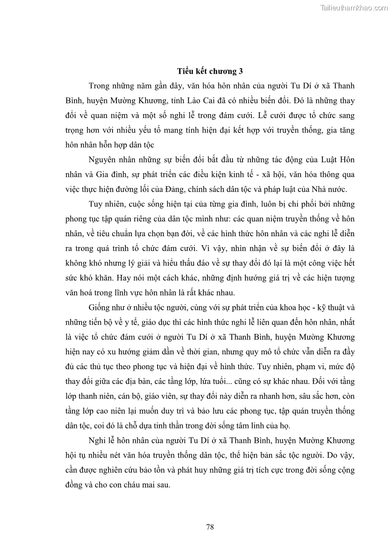 Luận văn thạc sĩ dân tộc học Nghi lễ hôn nhân của người Tu Dí ở xã Thanh Bình, huyện Mường Khương, tỉnh Lào Cai - 8 Trang 85