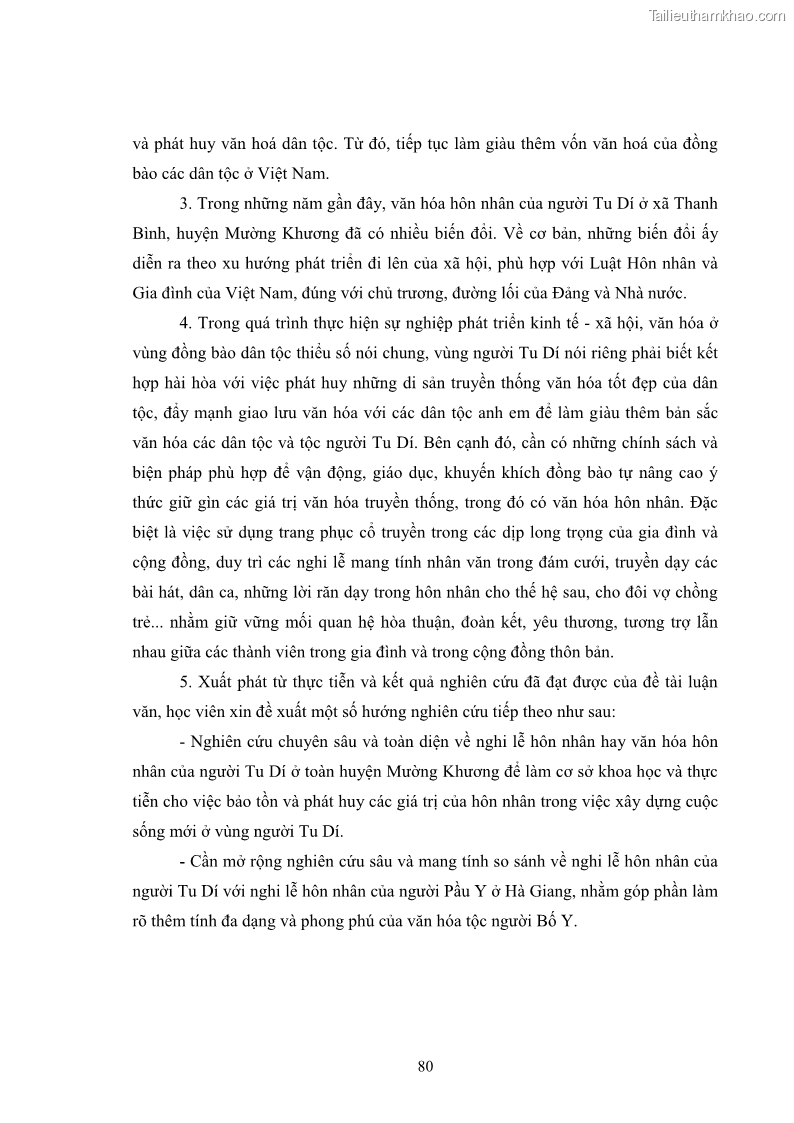 Luận văn thạc sĩ dân tộc học Nghi lễ hôn nhân của người Tu Dí ở xã Thanh Bình, huyện Mường Khương, tỉnh Lào Cai - 8 Trang 87