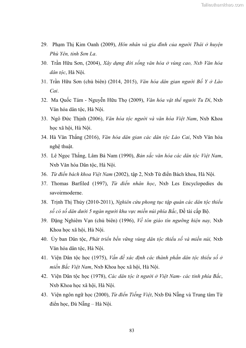 Luận văn thạc sĩ dân tộc học Nghi lễ hôn nhân của người Tu Dí ở xã Thanh Bình, huyện Mường Khương, tỉnh Lào Cai - 8 Trang 90