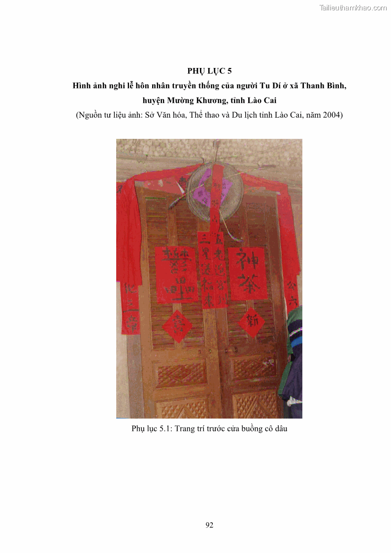 Luận văn thạc sĩ dân tộc học Nghi lễ hôn nhân của người Tu Dí ở xã Thanh Bình, huyện Mường Khương, tỉnh Lào Cai - 9 Trang 99