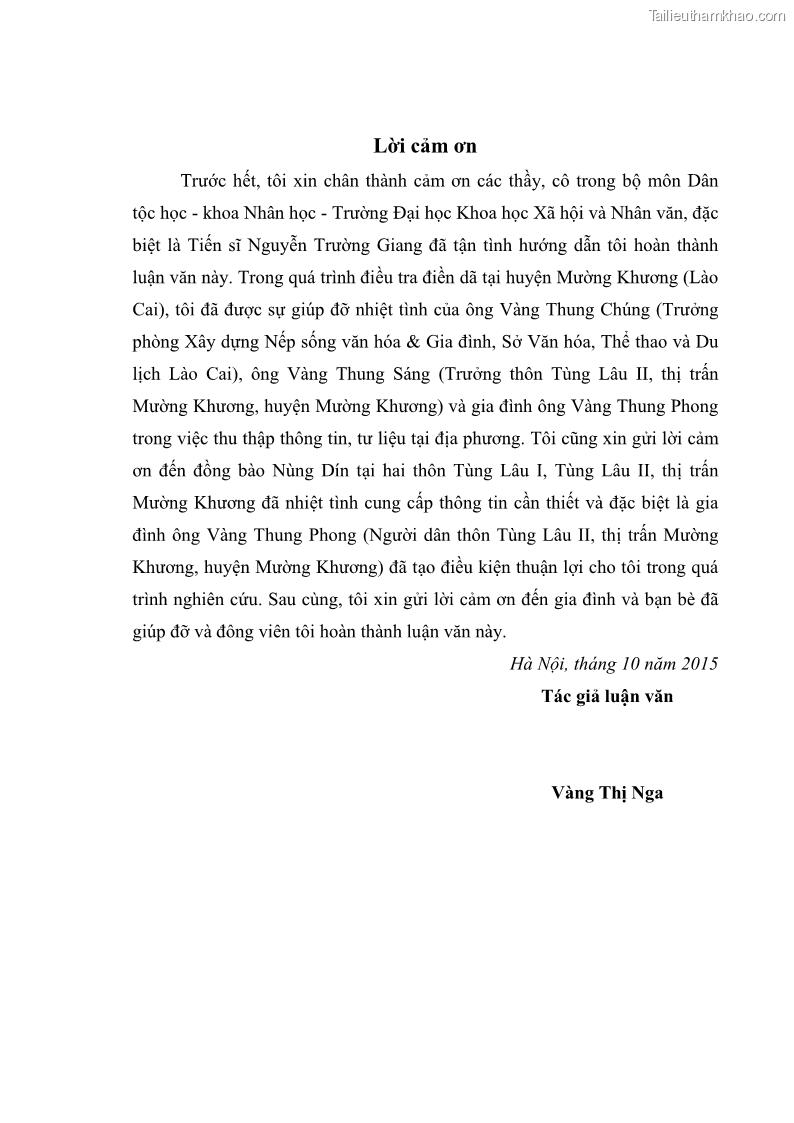 Luận văn thạc sĩ dân tộc học Tri thức địa phương về giáo dục trẻ em của người Nùng Dín ở thôn Tùng Lâu, Xã Tung Chung Phố, Huyện Mường Khương, tỉnh Lào Cai - 1 Trang 3