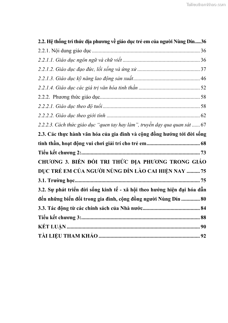 Luận văn thạc sĩ dân tộc học Tri thức địa phương về giáo dục trẻ em của người Nùng Dín ở thôn Tùng Lâu, Xã Tung Chung Phố, Huyện Mường Khương, tỉnh Lào Cai - 1 Trang 5