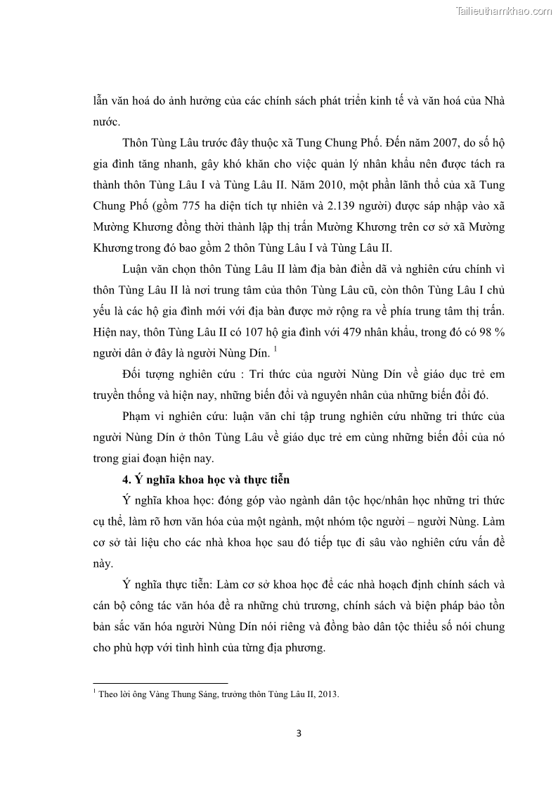 Luận văn thạc sĩ dân tộc học Tri thức địa phương về giáo dục trẻ em của người Nùng Dín ở thôn Tùng Lâu, Xã Tung Chung Phố, Huyện Mường Khương, tỉnh Lào Cai - 1 Trang 9