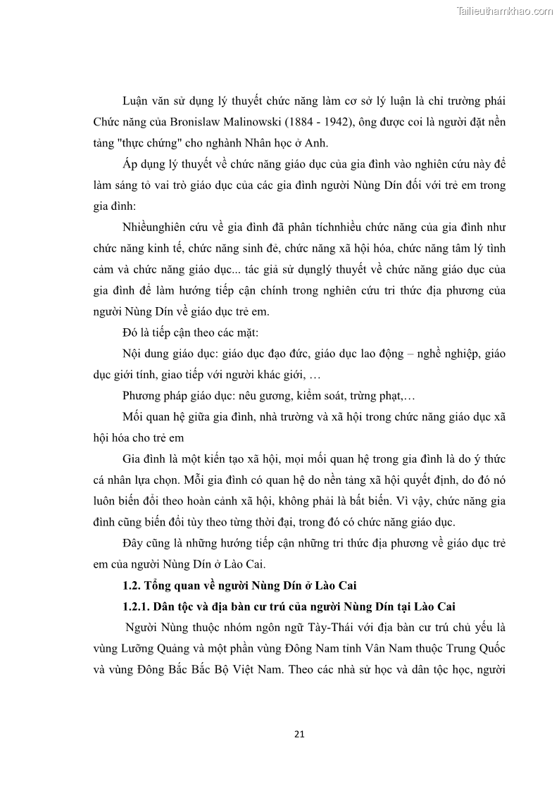 Luận văn thạc sĩ dân tộc học Tri thức địa phương về giáo dục trẻ em của người Nùng Dín ở thôn Tùng Lâu, Xã Tung Chung Phố, Huyện Mường Khương, tỉnh Lào Cai - 3 Trang 27
