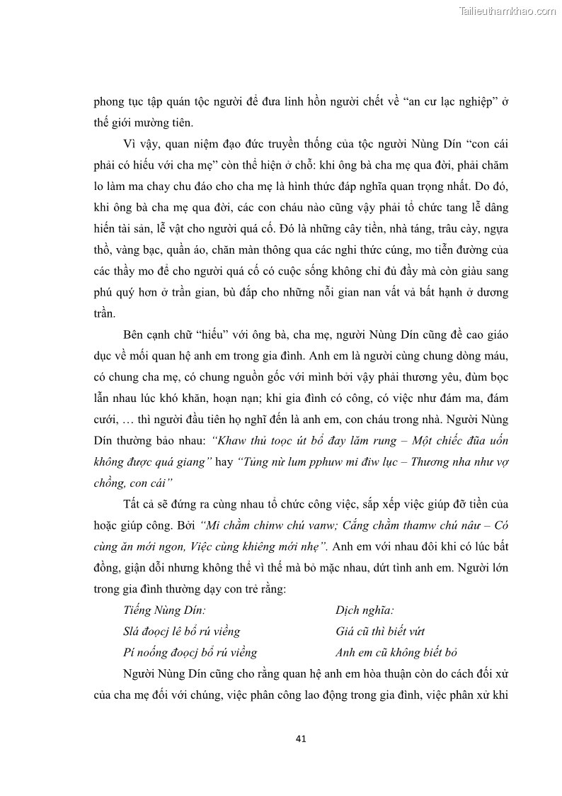 Luận văn thạc sĩ dân tộc học Tri thức địa phương về giáo dục trẻ em của người Nùng Dín ở thôn Tùng Lâu, Xã Tung Chung Phố, Huyện Mường Khương, tỉnh Lào Cai - 4 Trang 47