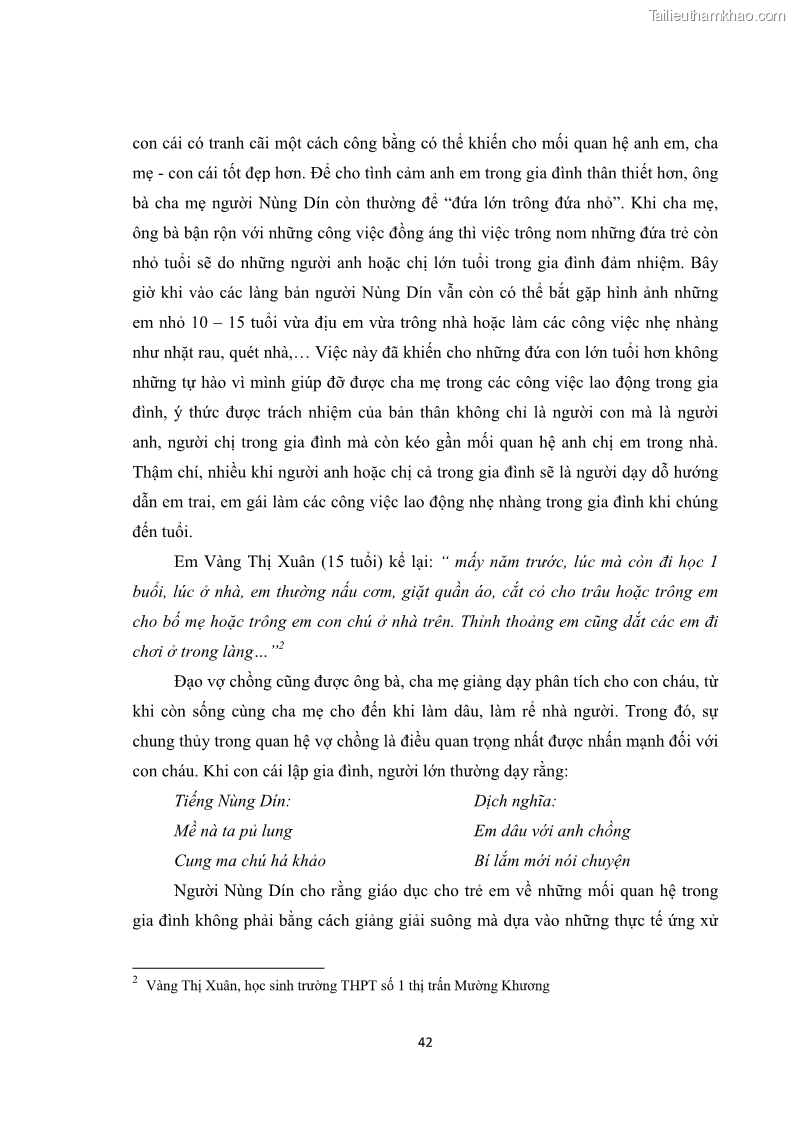 Luận văn thạc sĩ dân tộc học Tri thức địa phương về giáo dục trẻ em của người Nùng Dín ở thôn Tùng Lâu, Xã Tung Chung Phố, Huyện Mường Khương, tỉnh Lào Cai - 4 Trang 48