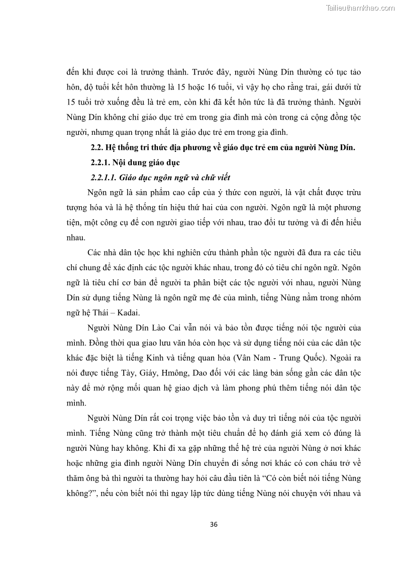 Luận văn thạc sĩ dân tộc học Tri thức địa phương về giáo dục trẻ em của người Nùng Dín ở thôn Tùng Lâu, Xã Tung Chung Phố, Huyện Mường Khương, tỉnh Lào Cai - 4 Trang 42