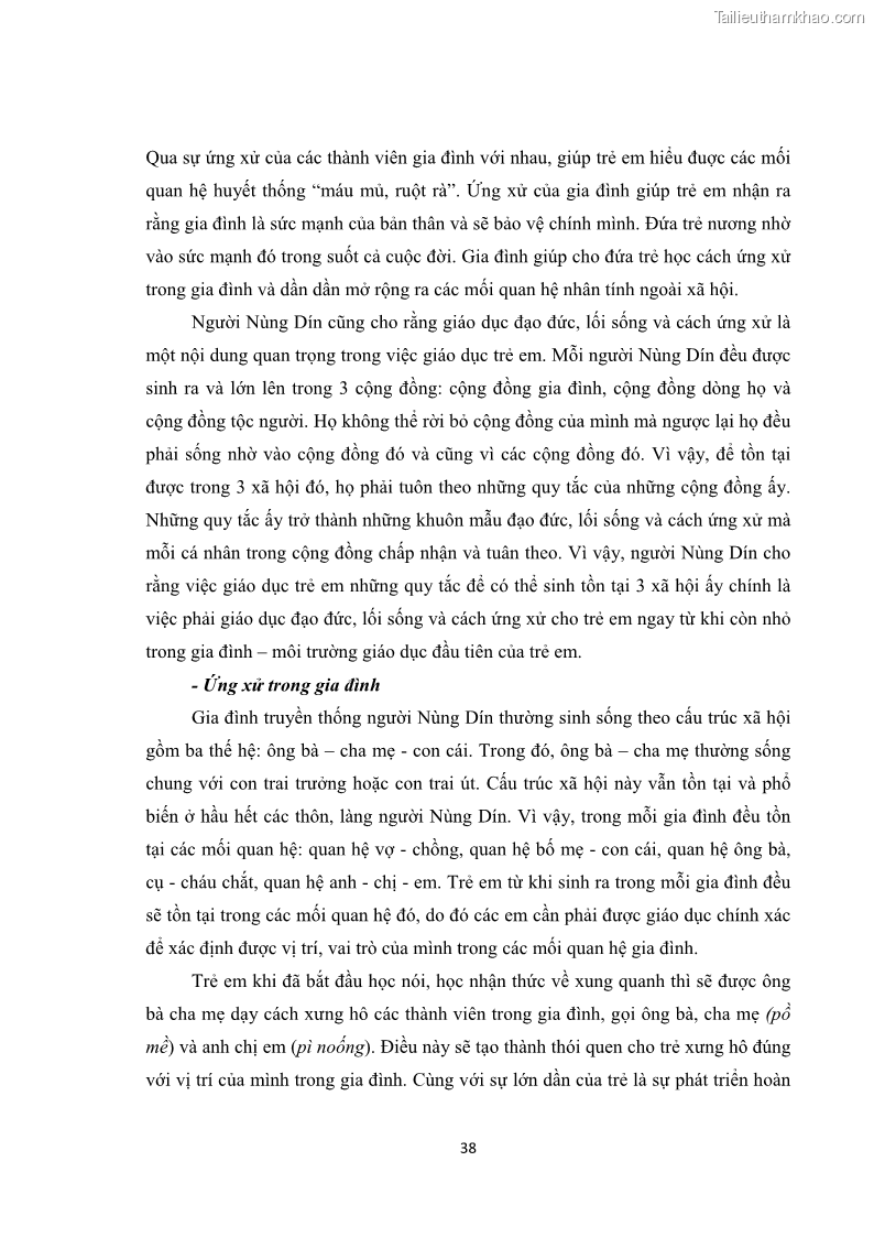 Luận văn thạc sĩ dân tộc học Tri thức địa phương về giáo dục trẻ em của người Nùng Dín ở thôn Tùng Lâu, Xã Tung Chung Phố, Huyện Mường Khương, tỉnh Lào Cai - 4 Trang 44