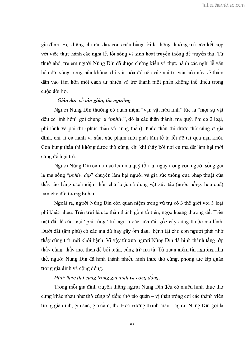 Luận văn thạc sĩ dân tộc học Tri thức địa phương về giáo dục trẻ em của người Nùng Dín ở thôn Tùng Lâu, Xã Tung Chung Phố, Huyện Mường Khương, tỉnh Lào Cai - 5 Trang 59
