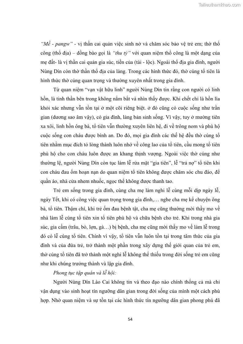 Luận văn thạc sĩ dân tộc học Tri thức địa phương về giáo dục trẻ em của người Nùng Dín ở thôn Tùng Lâu, Xã Tung Chung Phố, Huyện Mường Khương, tỉnh Lào Cai - 5 Trang 60