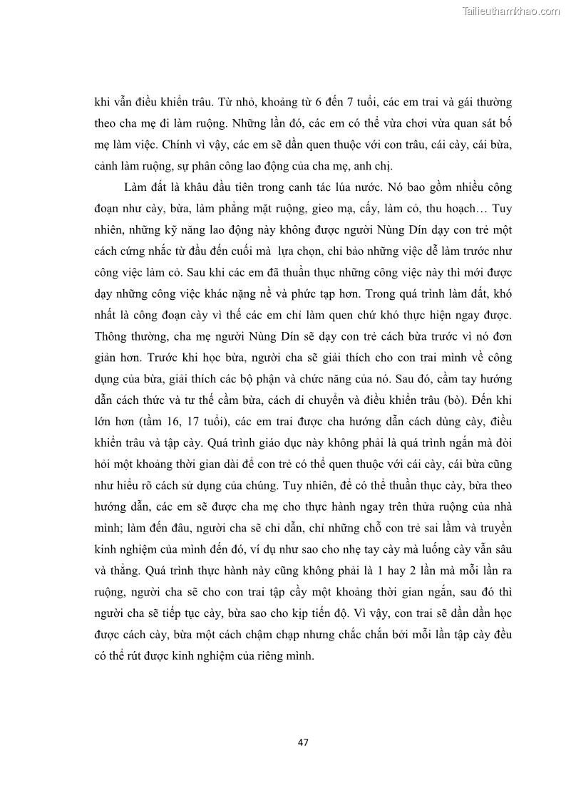 Luận văn thạc sĩ dân tộc học Tri thức địa phương về giáo dục trẻ em của người Nùng Dín ở thôn Tùng Lâu, Xã Tung Chung Phố, Huyện Mường Khương, tỉnh Lào Cai - 5 Trang 53