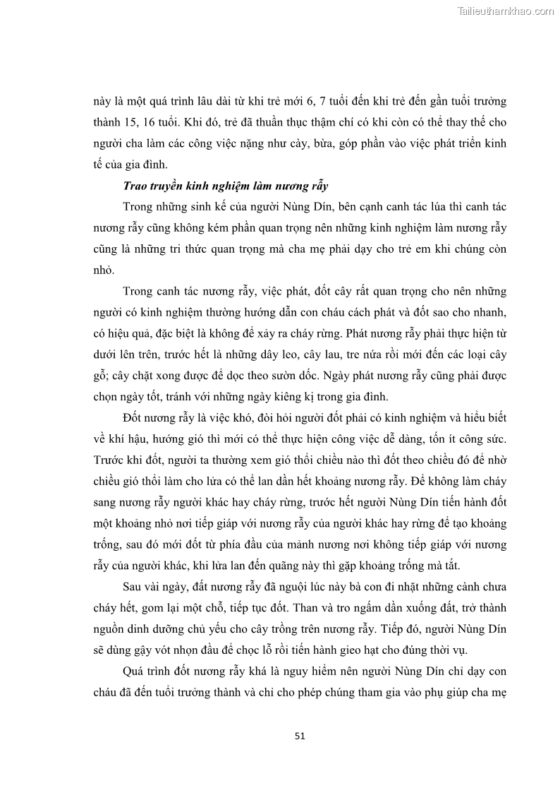 Luận văn thạc sĩ dân tộc học Tri thức địa phương về giáo dục trẻ em của người Nùng Dín ở thôn Tùng Lâu, Xã Tung Chung Phố, Huyện Mường Khương, tỉnh Lào Cai - 5 Trang 57