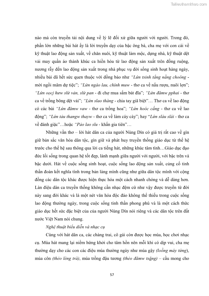 Luận văn thạc sĩ dân tộc học Tri thức địa phương về giáo dục trẻ em của người Nùng Dín ở thôn Tùng Lâu, Xã Tung Chung Phố, Huyện Mường Khương, tỉnh Lào Cai - 6 Trang 63
