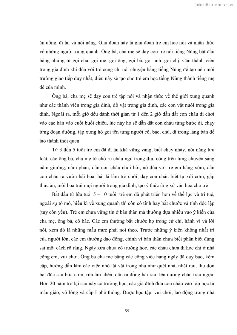 Luận văn thạc sĩ dân tộc học Tri thức địa phương về giáo dục trẻ em của người Nùng Dín ở thôn Tùng Lâu, Xã Tung Chung Phố, Huyện Mường Khương, tỉnh Lào Cai - 6 Trang 65