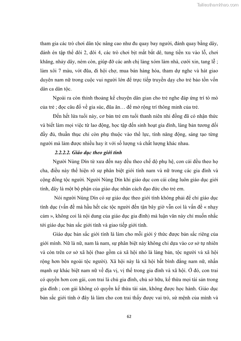 Luận văn thạc sĩ dân tộc học Tri thức địa phương về giáo dục trẻ em của người Nùng Dín ở thôn Tùng Lâu, Xã Tung Chung Phố, Huyện Mường Khương, tỉnh Lào Cai - 6 Trang 68