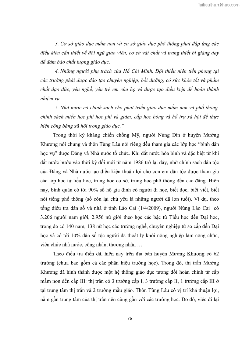 Luận văn thạc sĩ dân tộc học Tri thức địa phương về giáo dục trẻ em của người Nùng Dín ở thôn Tùng Lâu, Xã Tung Chung Phố, Huyện Mường Khương, tỉnh Lào Cai - 7 Trang 82