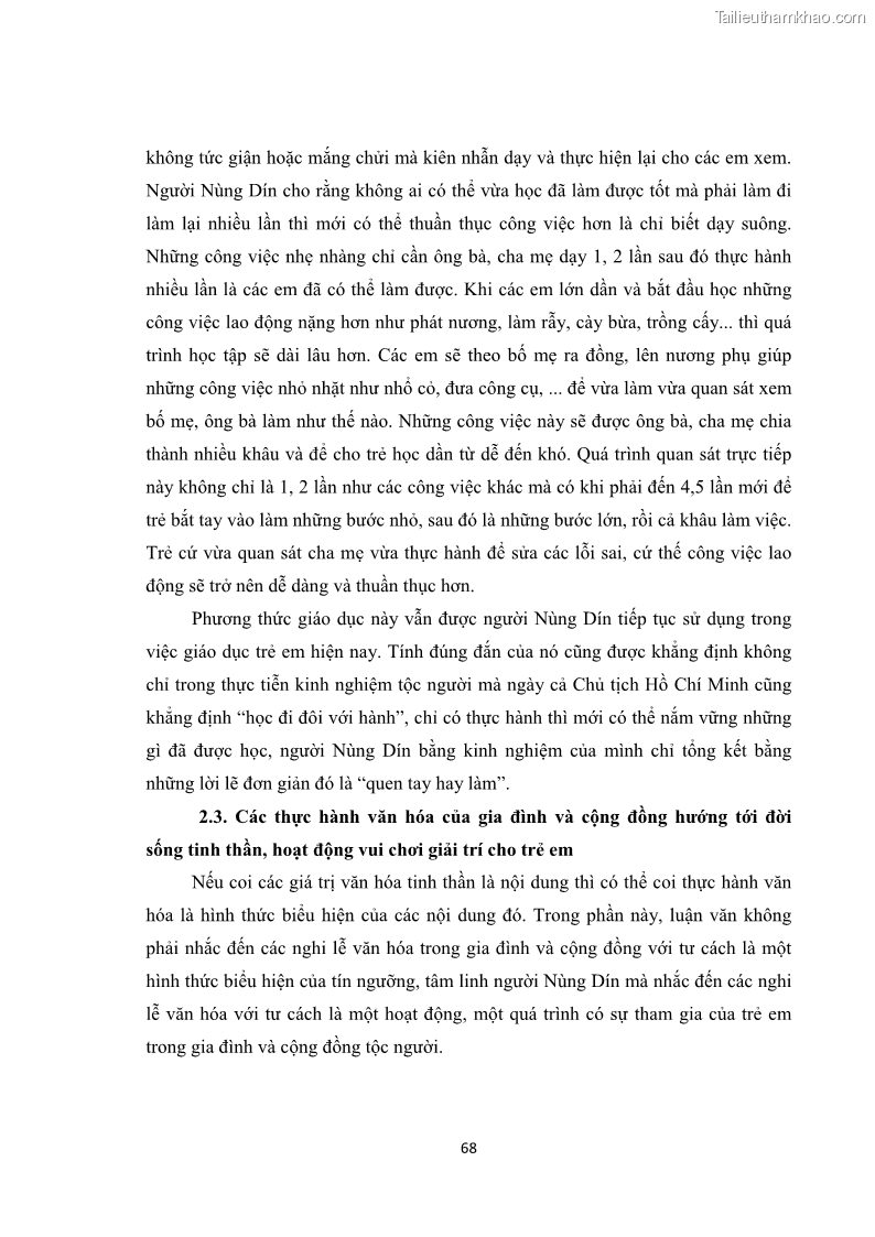 Luận văn thạc sĩ dân tộc học Tri thức địa phương về giáo dục trẻ em của người Nùng Dín ở thôn Tùng Lâu, Xã Tung Chung Phố, Huyện Mường Khương, tỉnh Lào Cai - 7 Trang 74