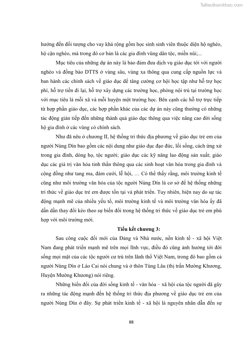 Luận văn thạc sĩ dân tộc học Tri thức địa phương về giáo dục trẻ em của người Nùng Dín ở thôn Tùng Lâu, Xã Tung Chung Phố, Huyện Mường Khương, tỉnh Lào Cai - 8 Trang 94